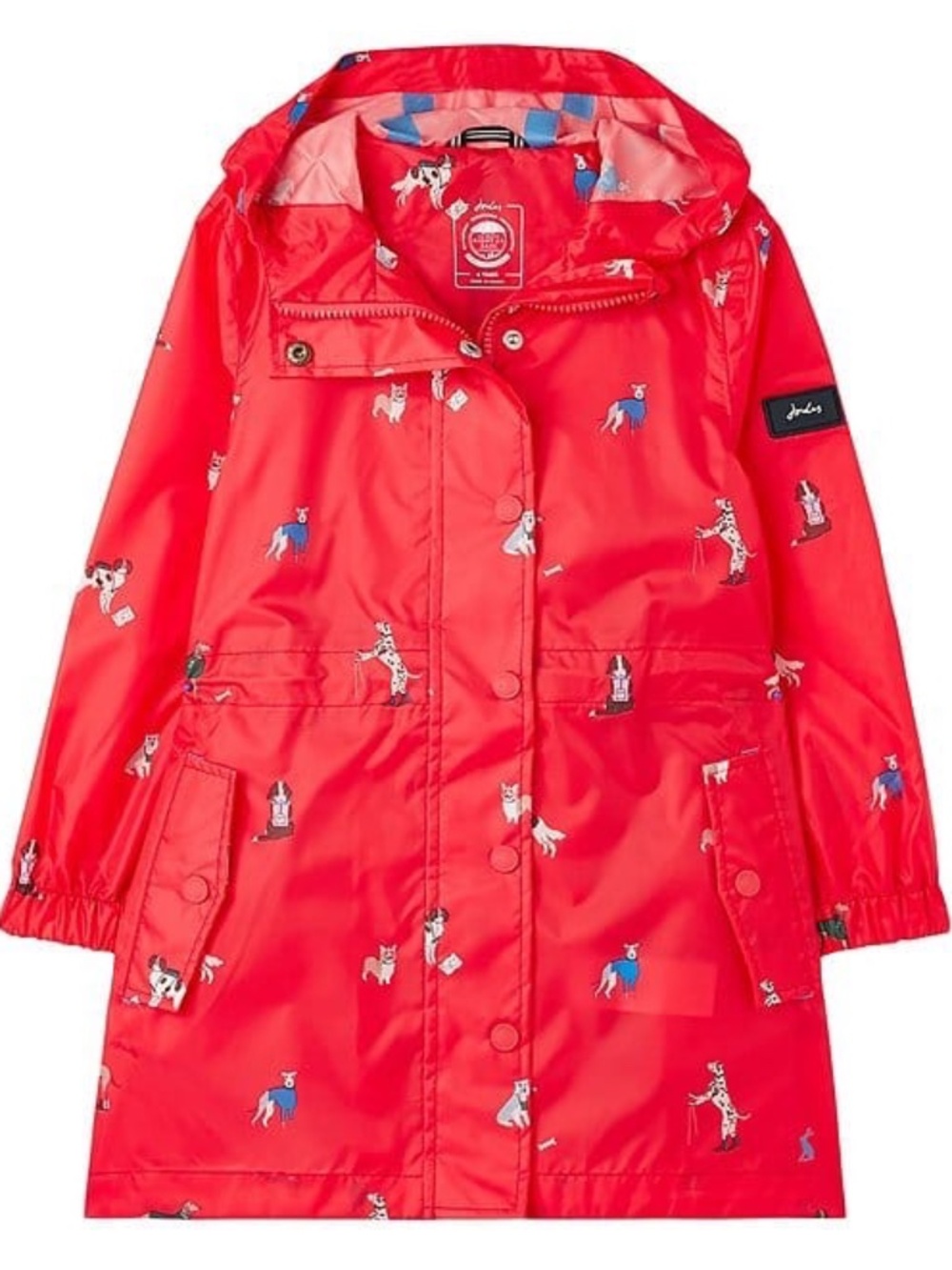 Joules Kids Golightly Hiking Dogs Red Waterproof Rain Jacket / Raincoat Size 7